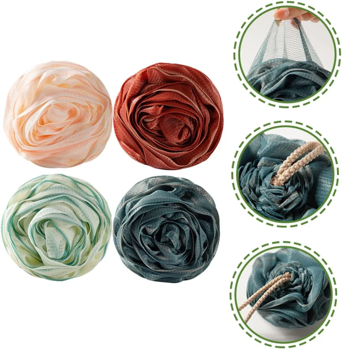Мочалка для тела Set из 4 шт, SHERCHPRY, 13x8x8 см — фото 3