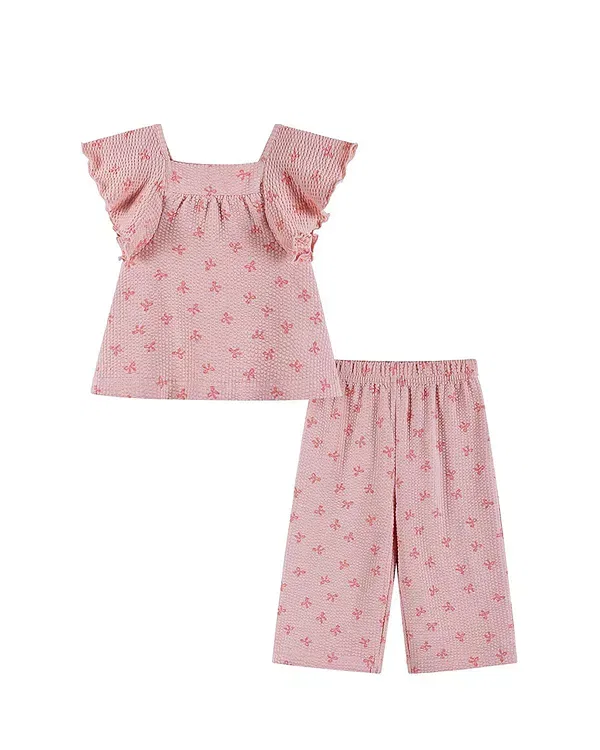 Детский комплект из топа и брюк с воланами на рукавах модель Pink Bows Andy & Evan, Pink Bows