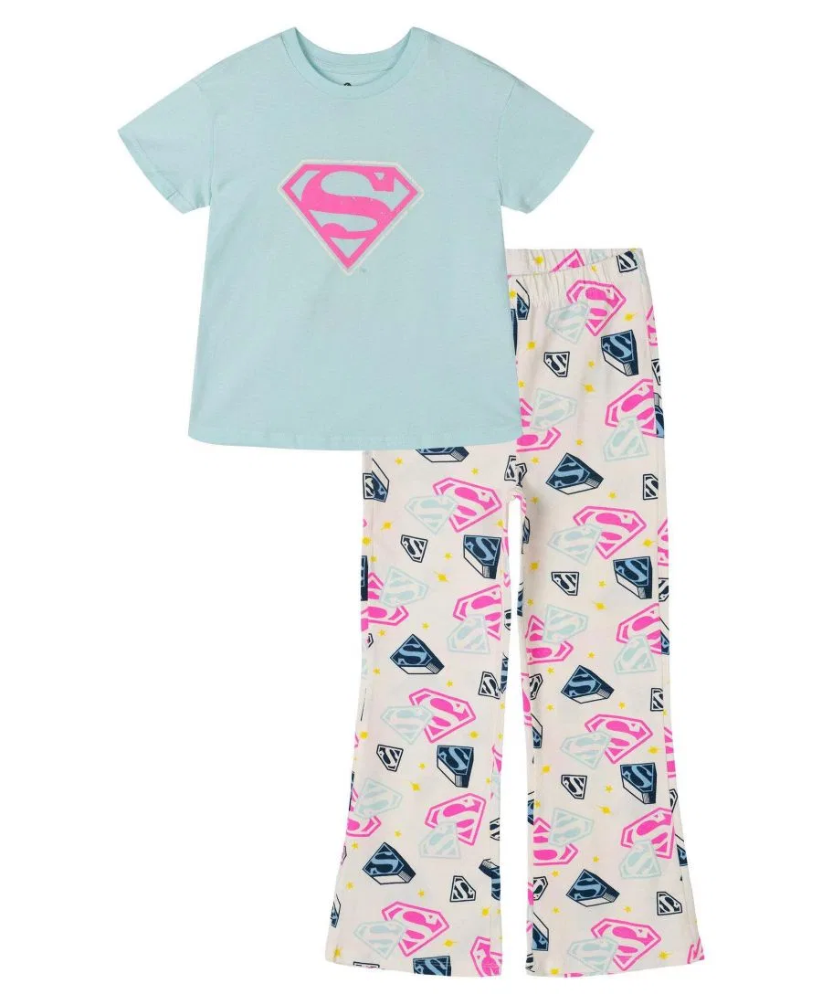 Комплект из футболки и леггинсов с принтом Supergirl Justice League, Supergirl Light Blue