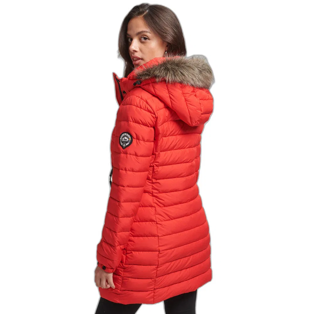 Женская полутораслойная куртка с капюшоном и искусственным мехом Superdry, ROT — фото 3
