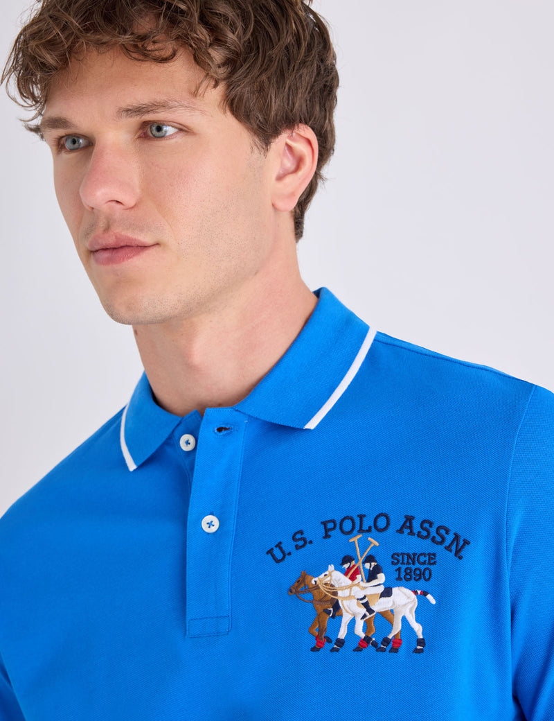 Футболка-поло U.S. Polo Assn Pique With Logo Emblem, бирюзовый — фото 4