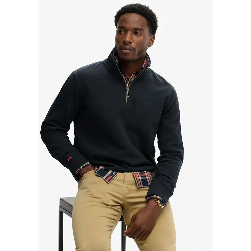 Свитшот полушерстяной Superdry Essential Logo half zip, синий — фото 4