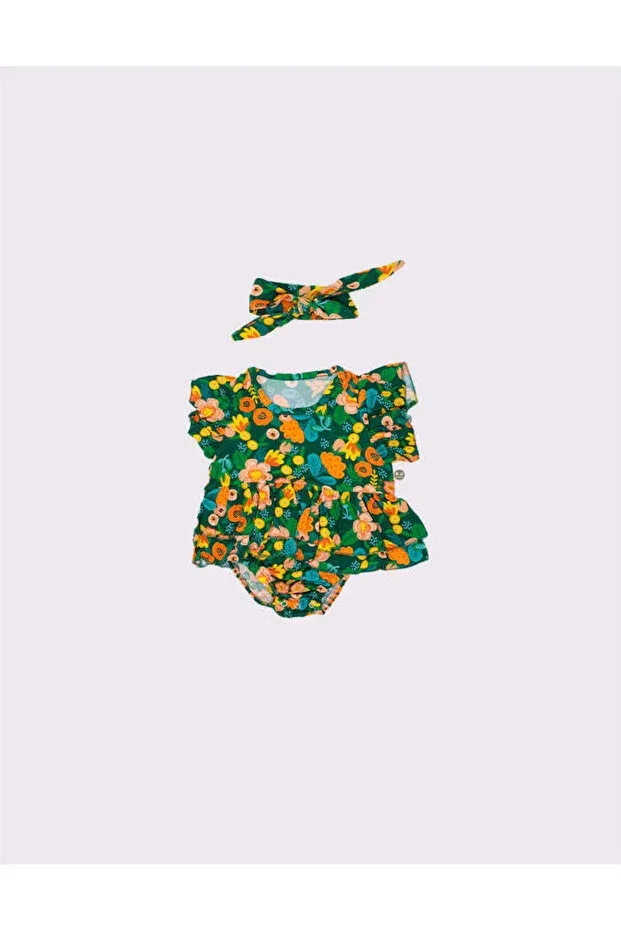 Детское платье для девочек хлопковое с рюшами Rg Kidsstore, Green — фото 3