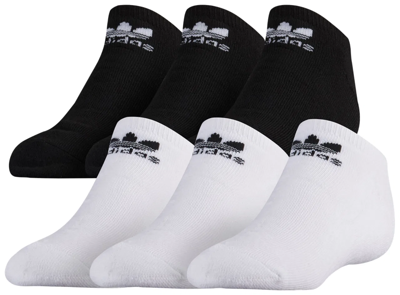 Носки для мальчиков Trefoil 6-Pack No Show Socks Adidas, белый/черный — фото 2