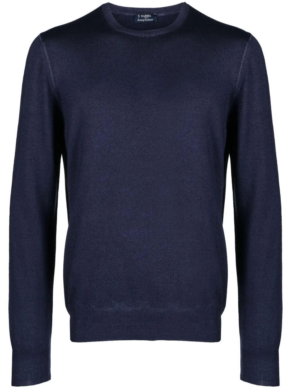 

Джемпер из вирджинской шерсти с отделкой в рубчик Barba, синий
