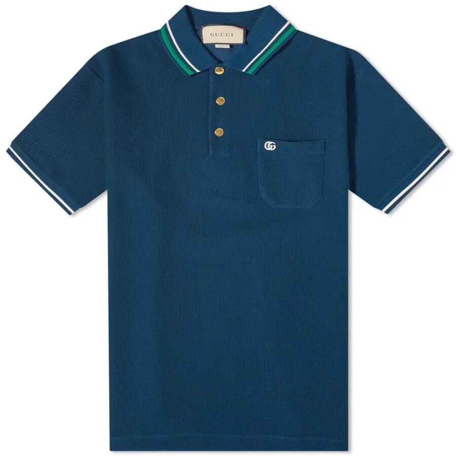 

Поло Gucci Tipped Logo, синий/зеленый/белый