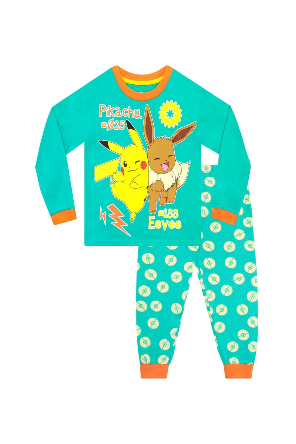 Пижама с принтом Pikachu and Eevee Pokemon, Green