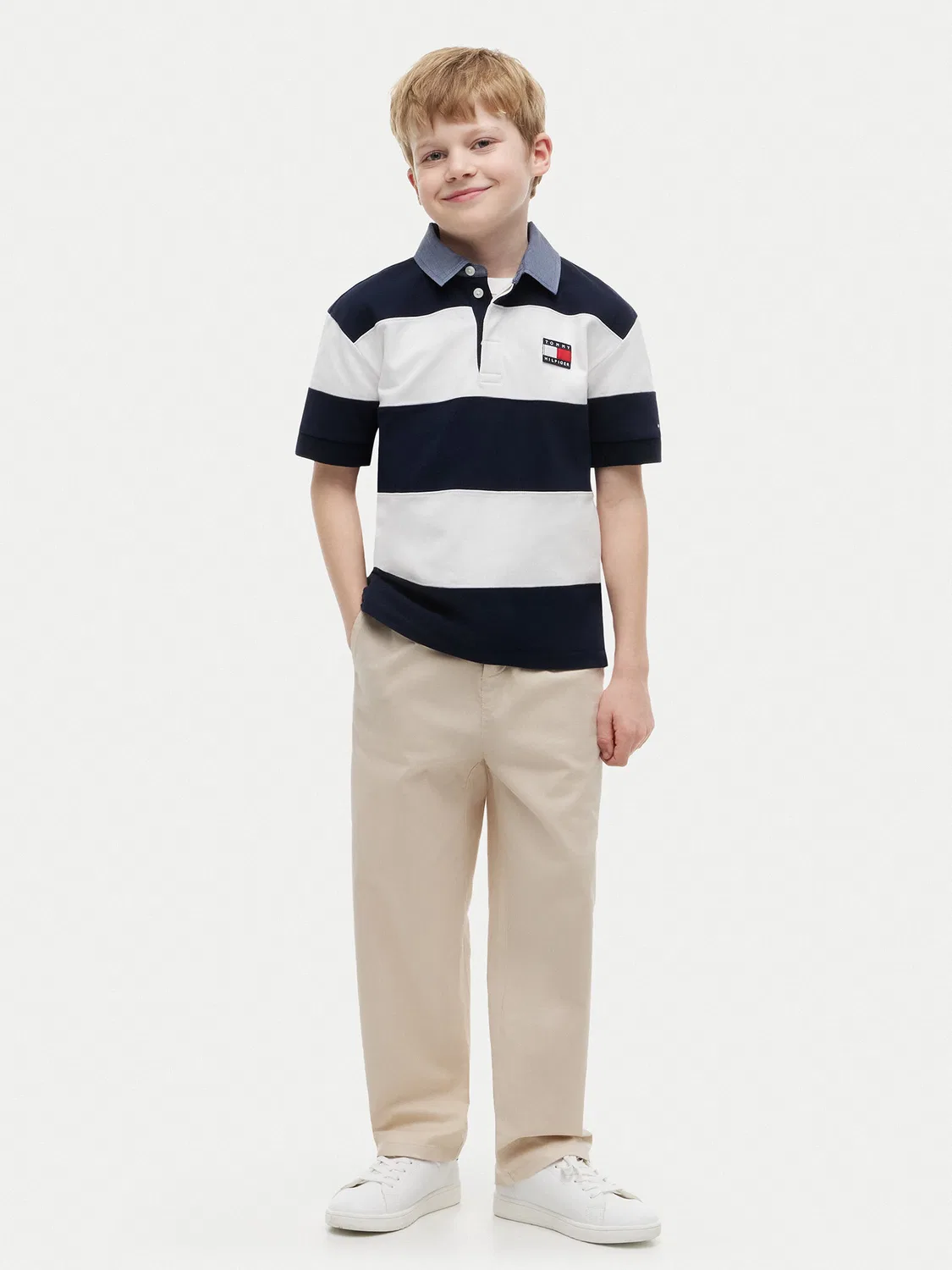 Поло стандартного кроя для мальчика Tommy Hilfiger, темно-синий — фото 2