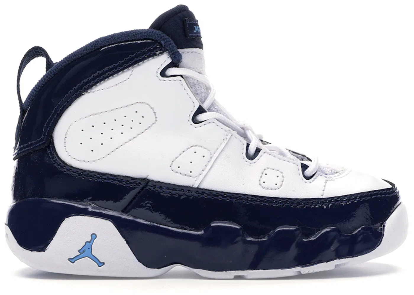 Детские кроссовки Lifestyle с контрастными вставками Jordan 9 Retro Jordan, White/University Blue-Midnight Navy