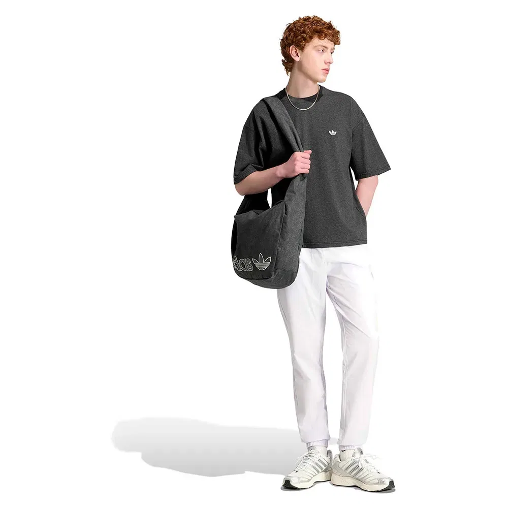 Мужская футболка свободного кроя Trefoil Essentials Melange Loose Cropped Adidas Originals, Grey — фото 4