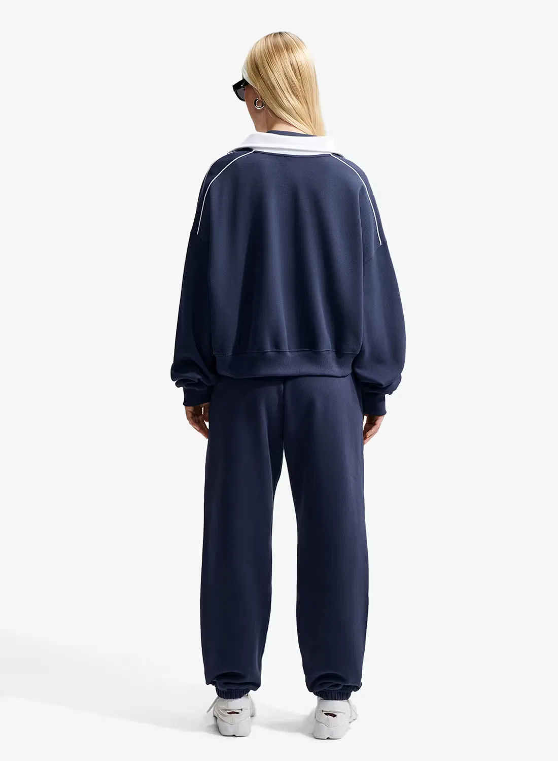 Брюки из футера с открытым низом Nike, темно-синий — фото 2