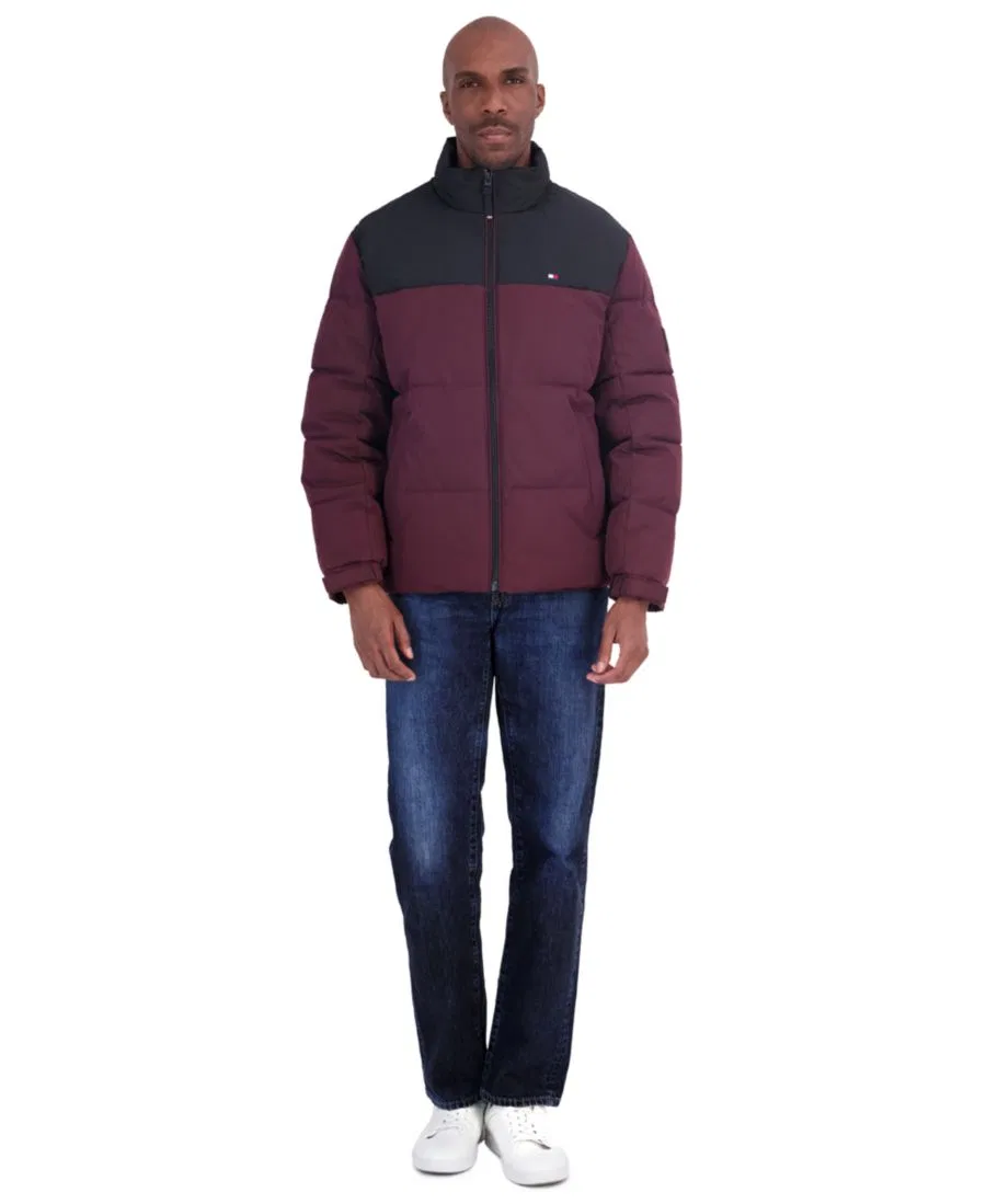 Мужская куртка-пуховик с несъемным капюшоном, Oversized Quilt Channels Tommy Hilfiger, Burgundy — фото 2