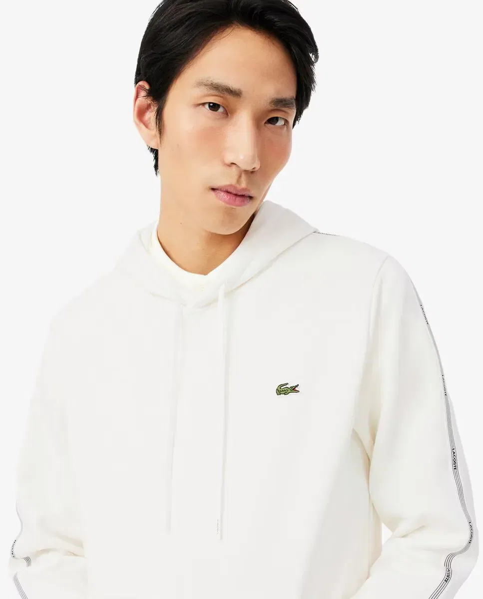 Худи мужская Lacoste с капюшоном и молнией, с принтом, Blanco — фото 3