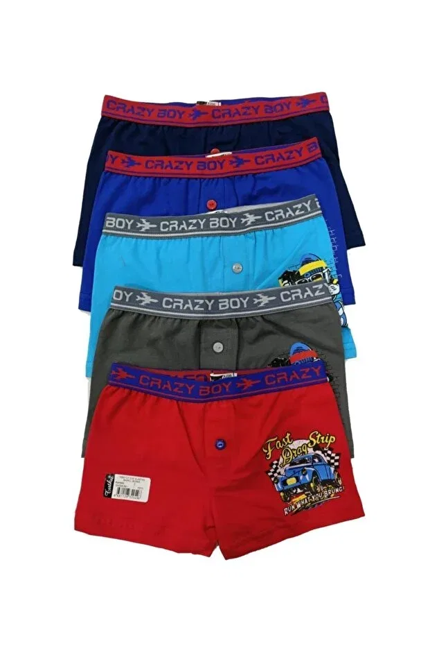 Детский комплект боксеров для мальчиков с принтом Set of 6 kids buttoned combed cotton boxers Tutku, Mixed Color