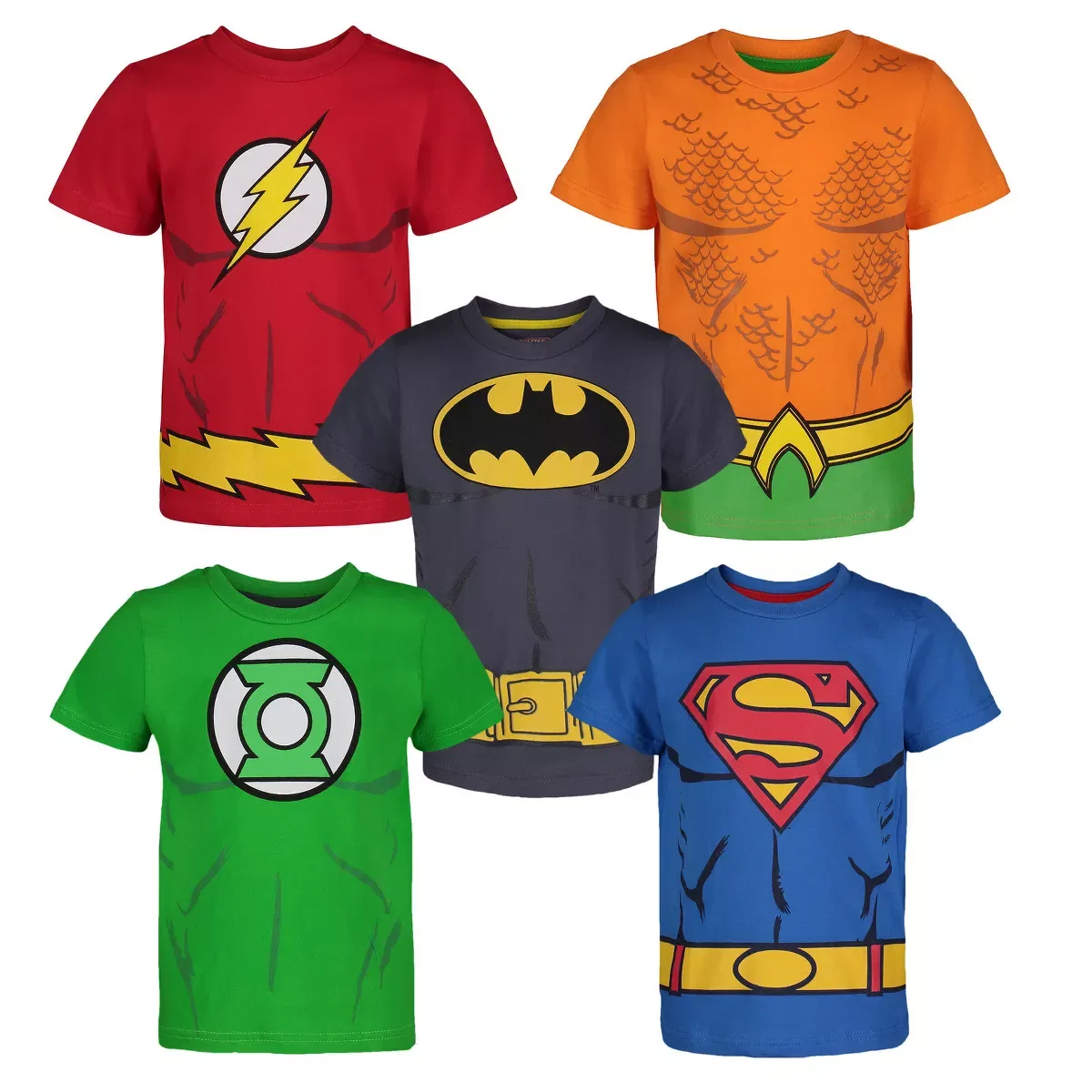 Детский комплект футболок с коротким рукавом Justice League Warner Bros., Multicolored