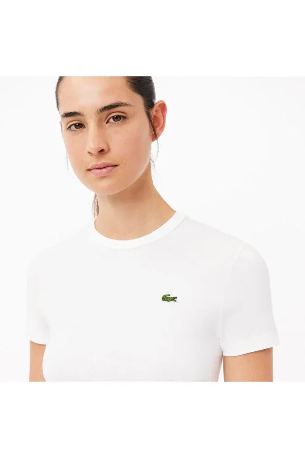 Футболка Lacoste White, приталенный крой, однотонная — фото 2