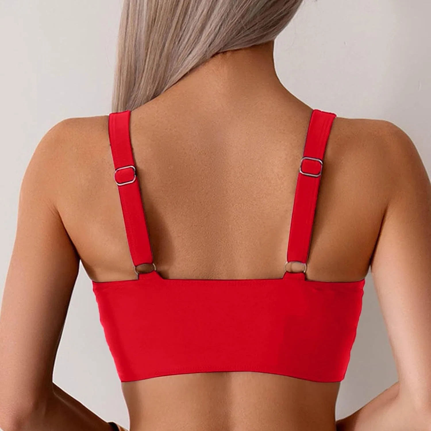 Женский бикини-топ с кросс-браслетами Push Up Generic, Red — фото 3