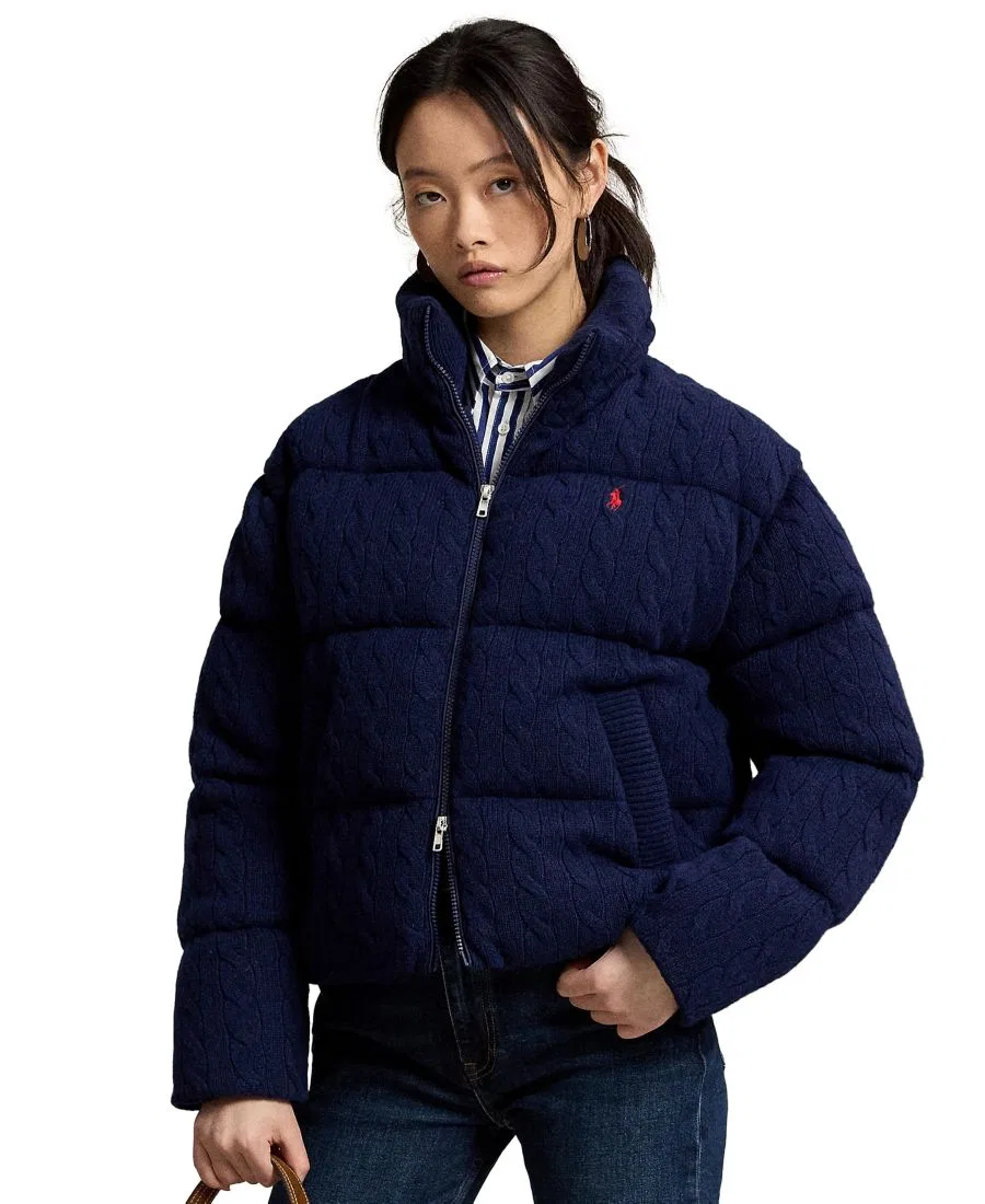 Куртка-пуховик с воротником-стойкой, модель Mock-Neck Puffer Jacket Polo Ralph Lauren, Spring Navy Heather