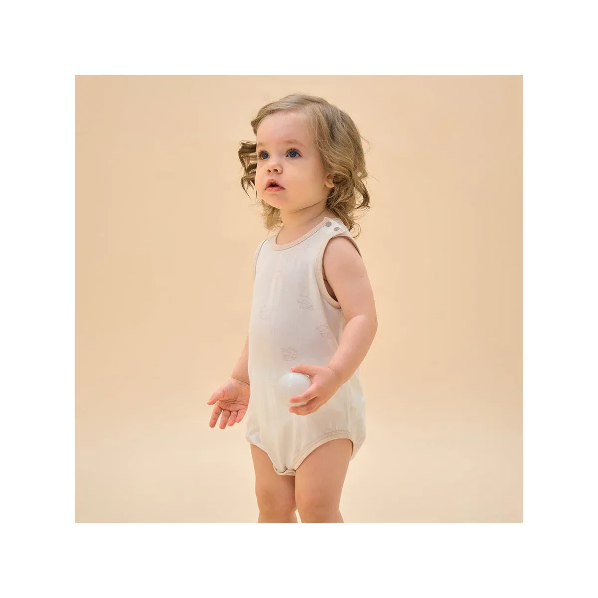 Детское боди без рукавов из TENCEL Modal Laimi Bloom, White Panda — фото 2
