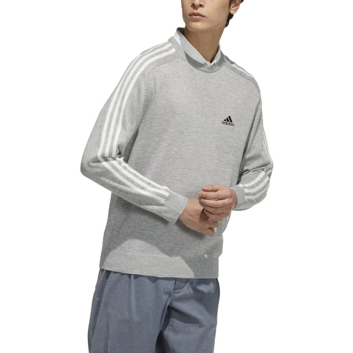 Свитшот с длинным рукавом с круглым вырезом Adidas, серый — фото 4