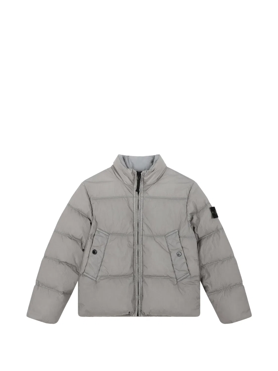 Стеганый пуховик с нашивкой Compass Stone Island Junior, серый