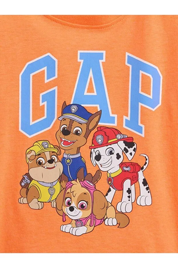 Детская футболка для мальчиков с принтом Orange Paw Patrol Logo Gap, Orange-000 — фото 2