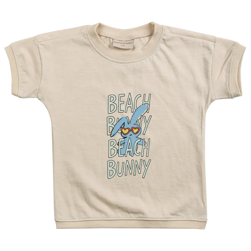 Детская футболка с принтом Beach Bunny BEACHESAND CREAM KIDS, Cream