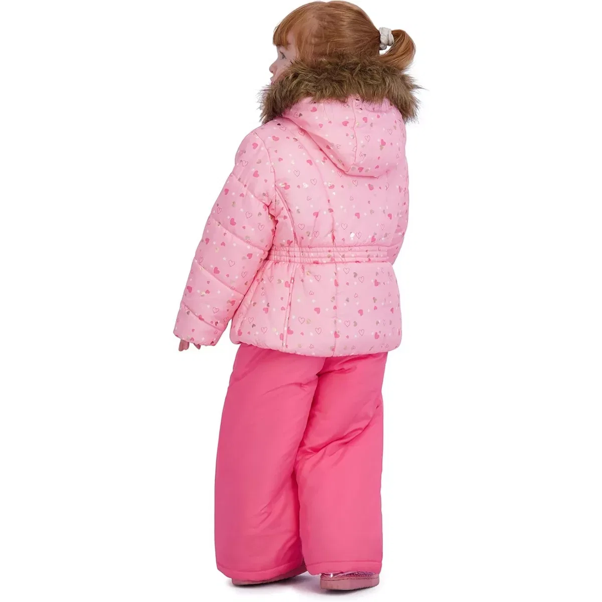 Детский комплект зимней куртки и снежных штанов с принтом Foil Print Ski Jacket and Snowbib Snowsuit Set Rothschild, Coral Hearts — фото 3