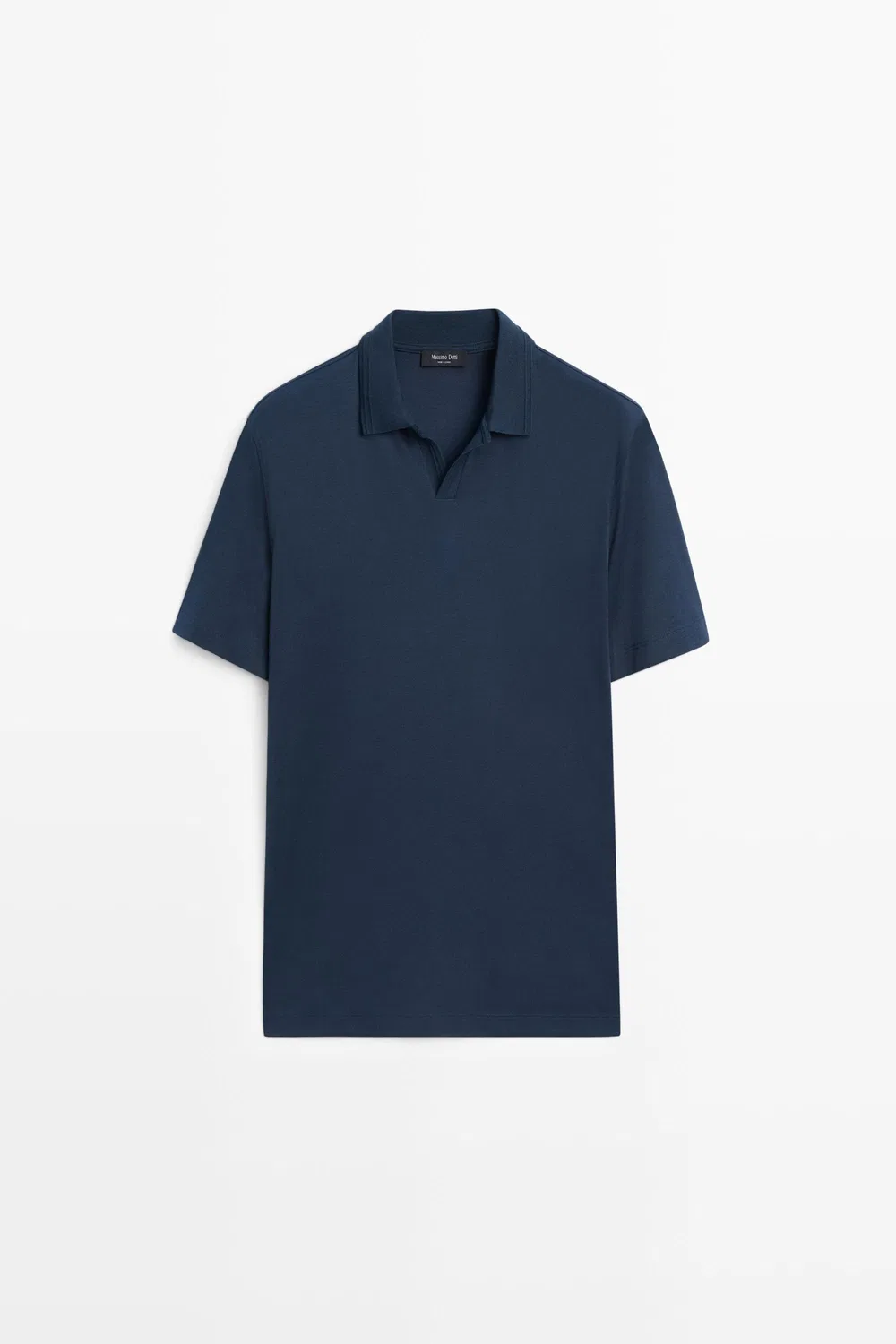 Поло Massimo Dutti 100% Cotton V-Neck Knit, синий — фото 2
