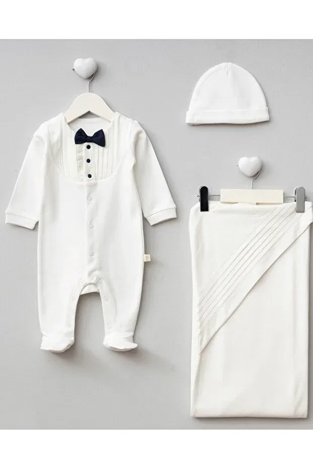 Детский комплект для выписки с галстуком-бабочкой Enzo Mert Baby, White — фото 2