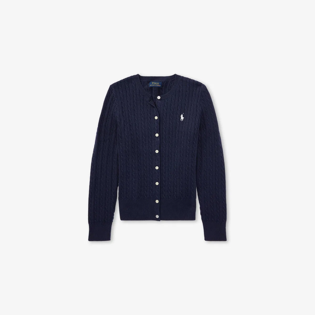 Детский хлопковый кардиган-поло с вышивкой в виде пони, крупной вязки Polo Ralph Lauren