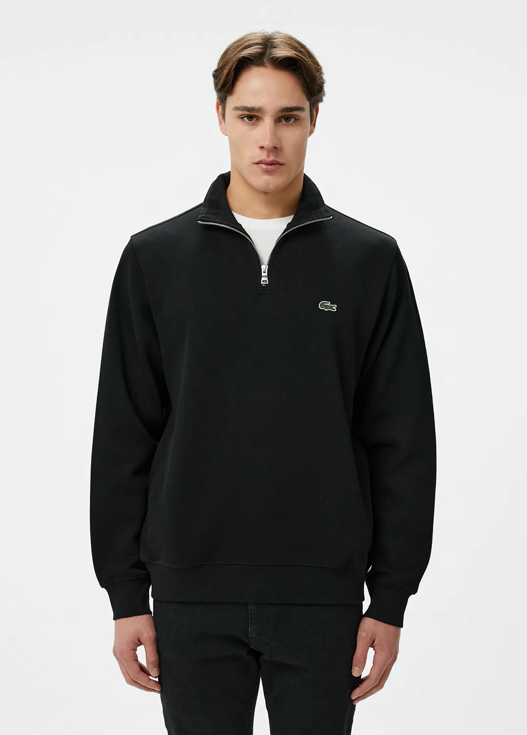Свитшот с полузамком Lacoste, черный