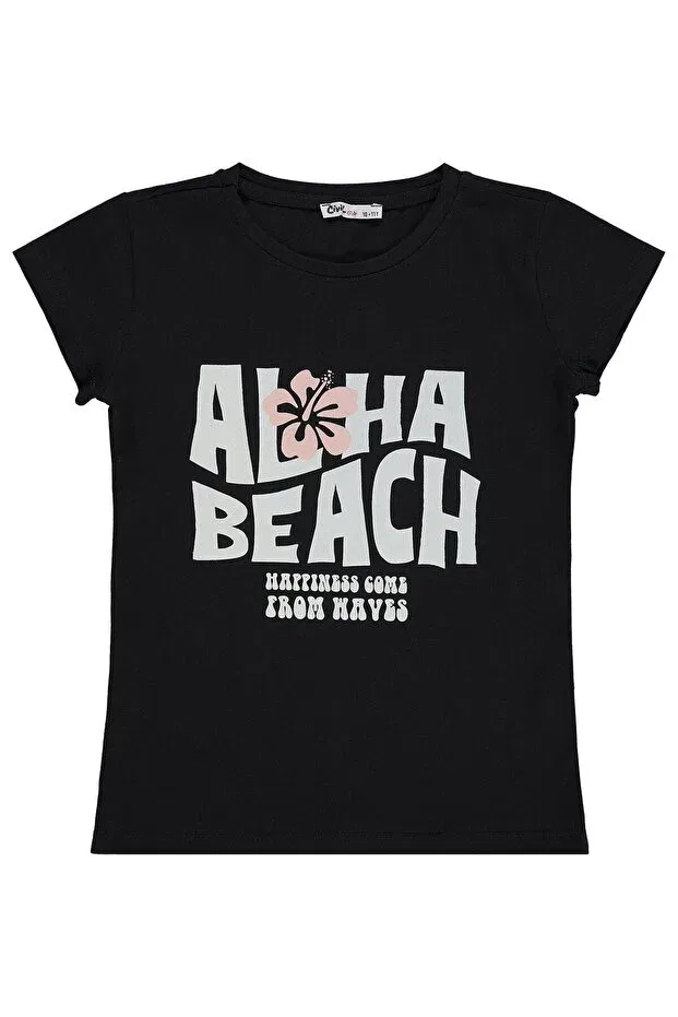 Детская футболка для девочек с принтом Aloha beach printed Civil Girls, Black