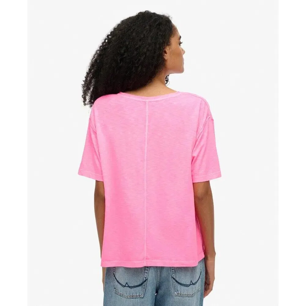 Женская футболка с опущенными плечами Superdry Studios, Rosa / Neon-Purpurrot — фото 3