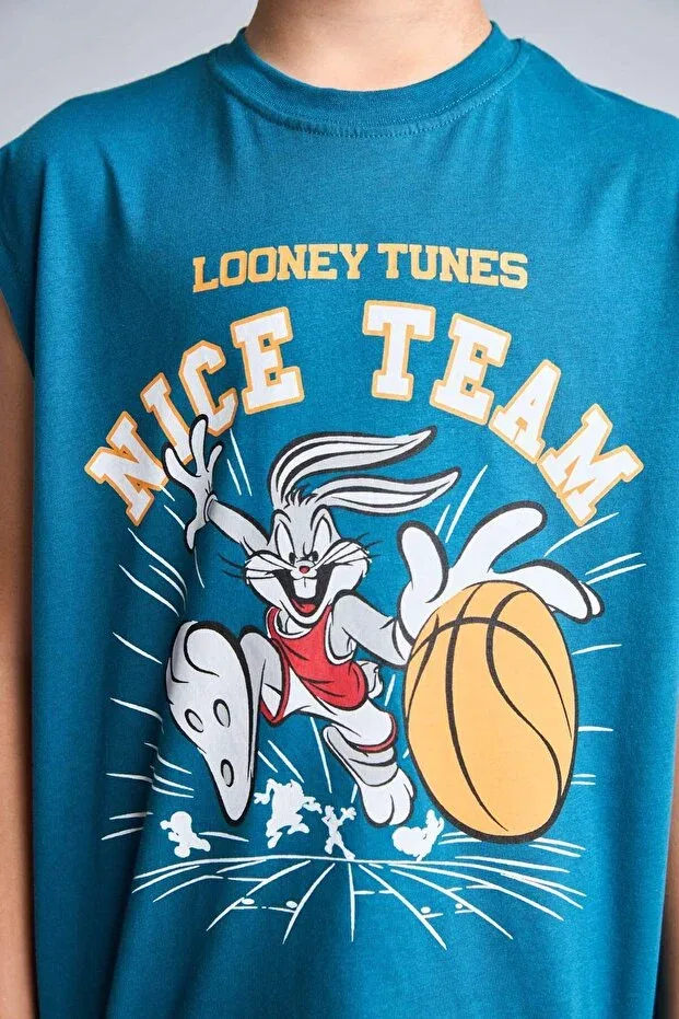Детская майка для мальчиков с принтом Looney Tunes Defacto, Blue-Be843 — фото 4