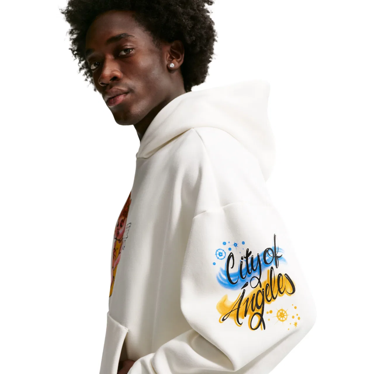 Мужская толстовка Standard Issue Brush Pullover Nike, цвет Sail/Orange — фото 2