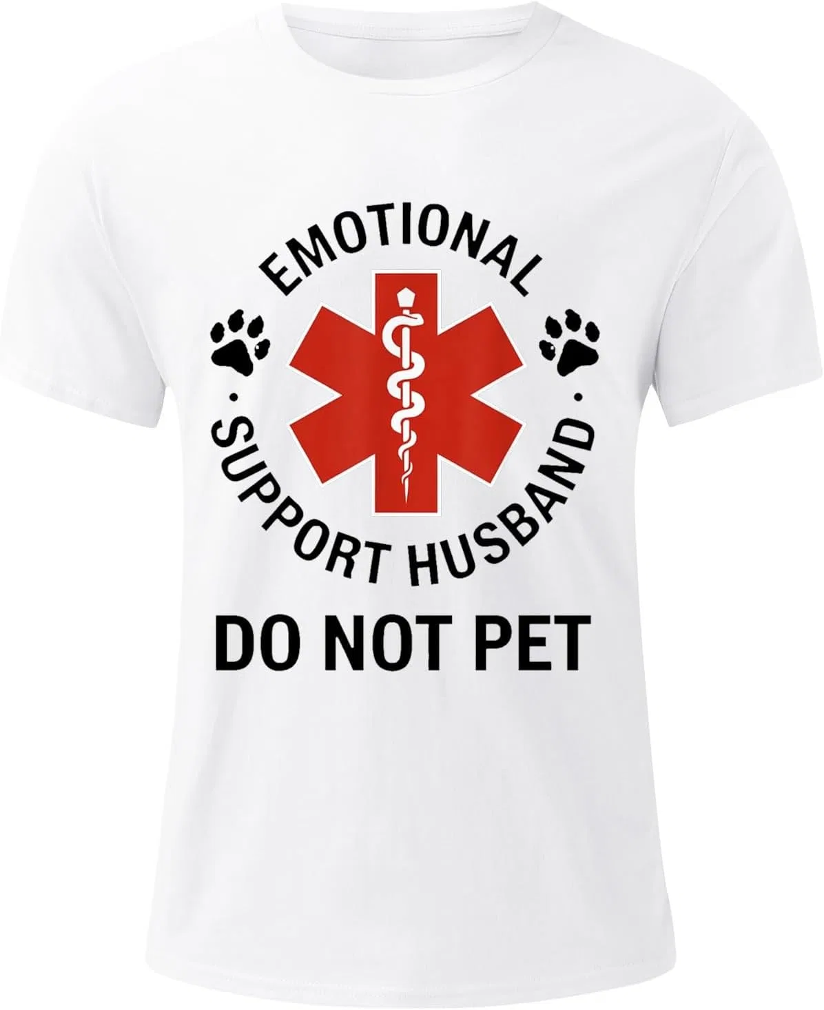 Мужская футболка оверсайз с принтом Do Not Pet Emotional Support Husband, White — фото 4