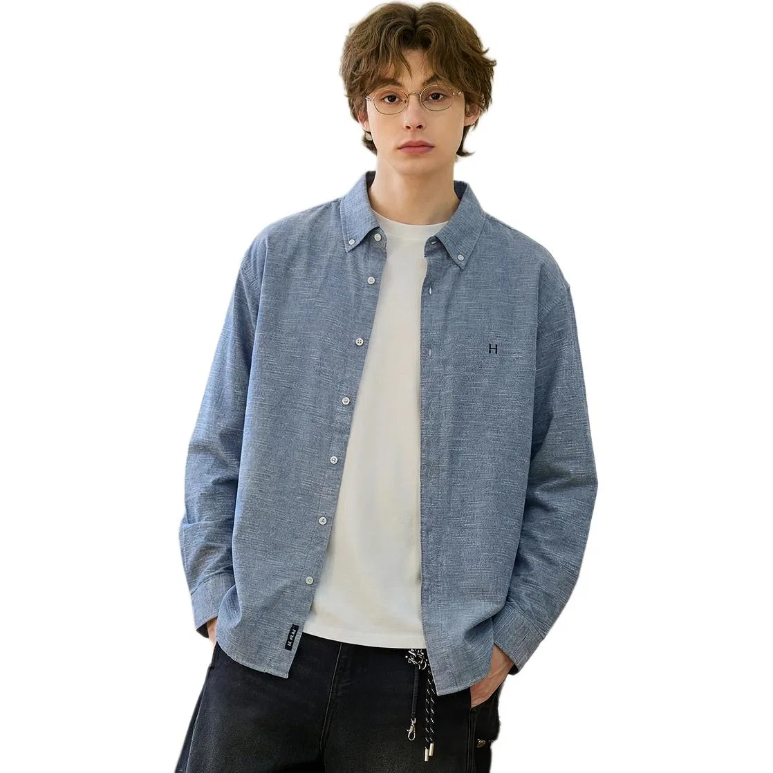 Детская рубашка с воротником-стойкой Tonlion, Light Blue