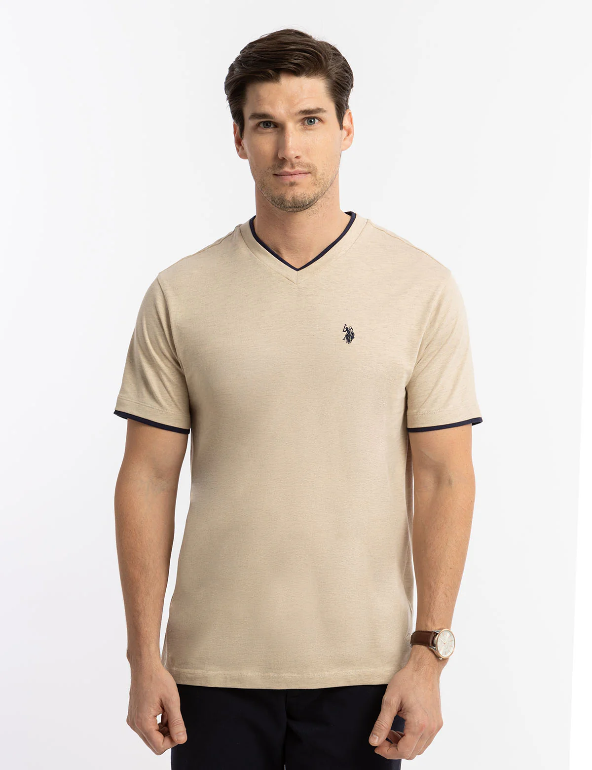 

Футболка U.S. Polo Assn Double V-neck, бежевый