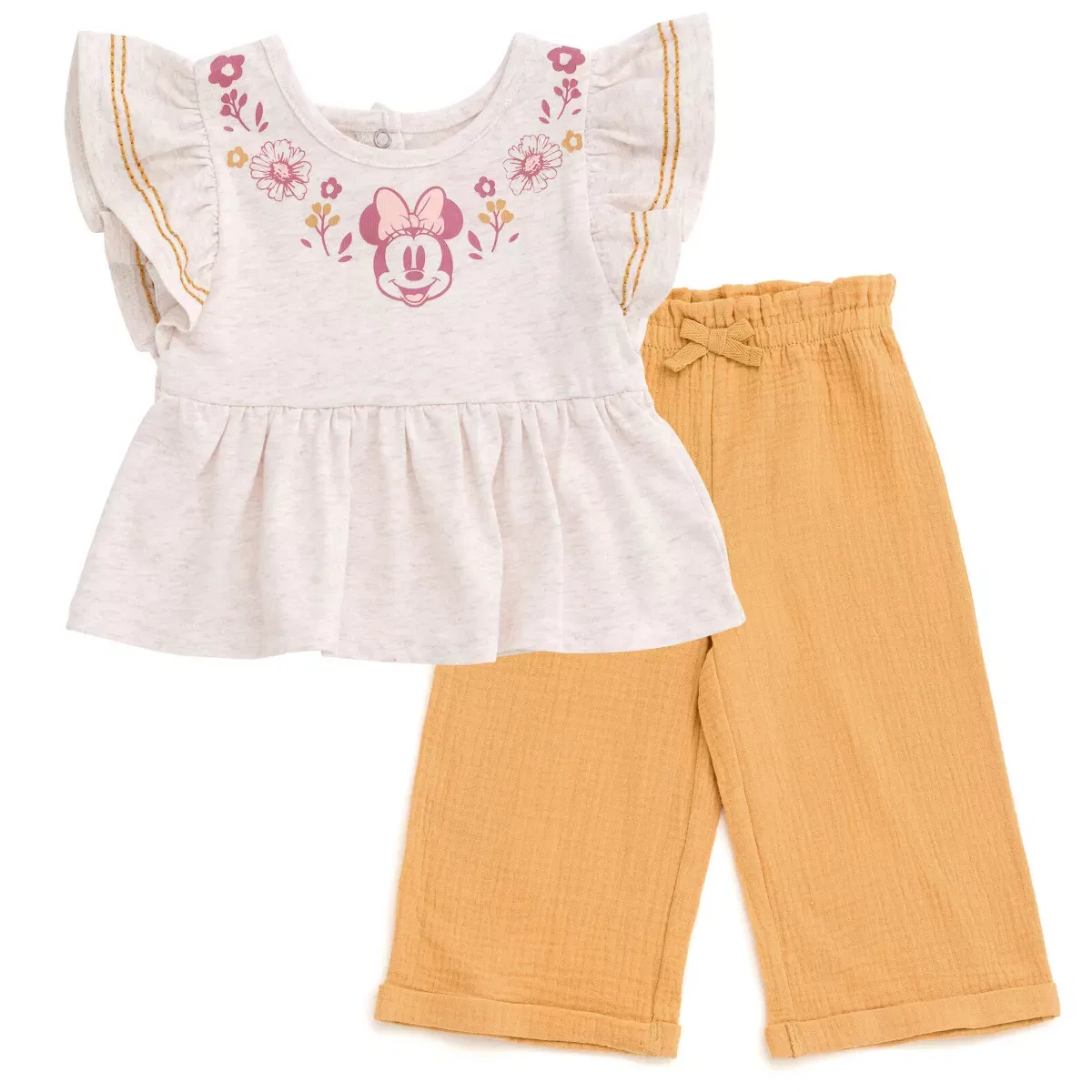 Детский комплект для девочек с принтом Peplum Tank Top and Cotton Gauze Pants Outfit Set Disney Minnie Mouse, Minnie Mouse