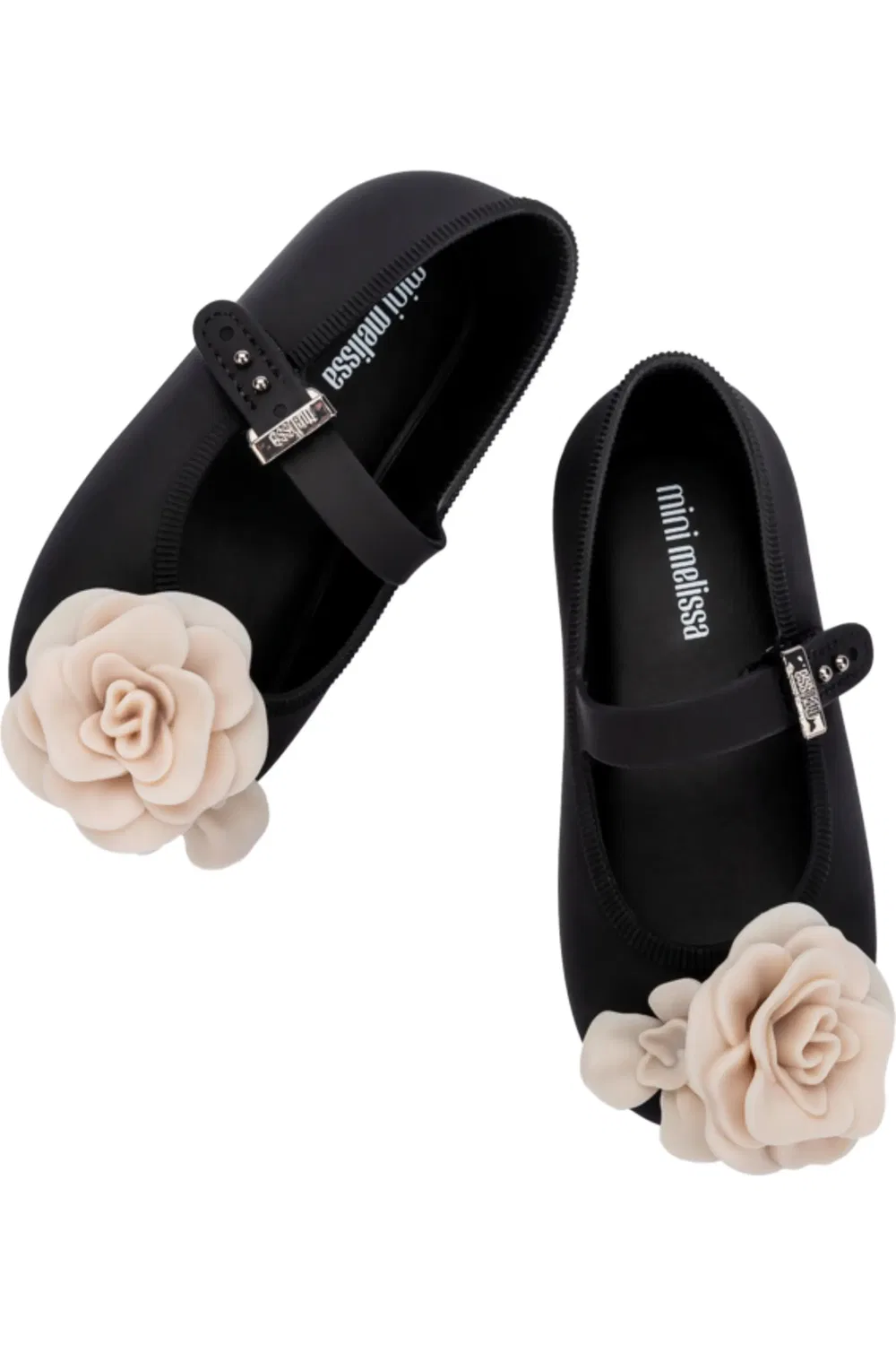 Детские балетки с цветочным аппликацией Soft Ballerina Mini Melissa, черный — фото 3