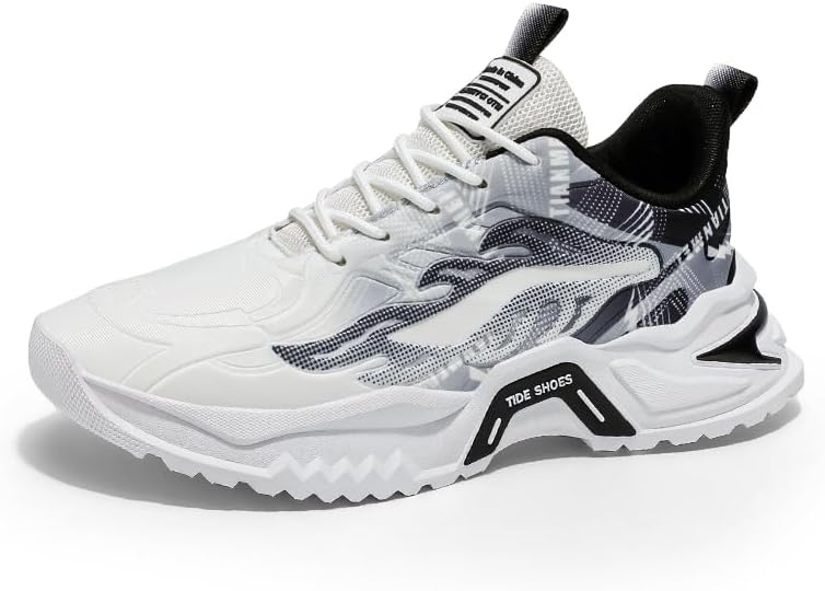 

Мужские вязаные сетчатые кроссовки для баскетбола на шнуровке, с противоскользящей подошвой, легкие, низкие кеды, подходящие для повседневной носки, прогулок и бега Igzbibg, белый