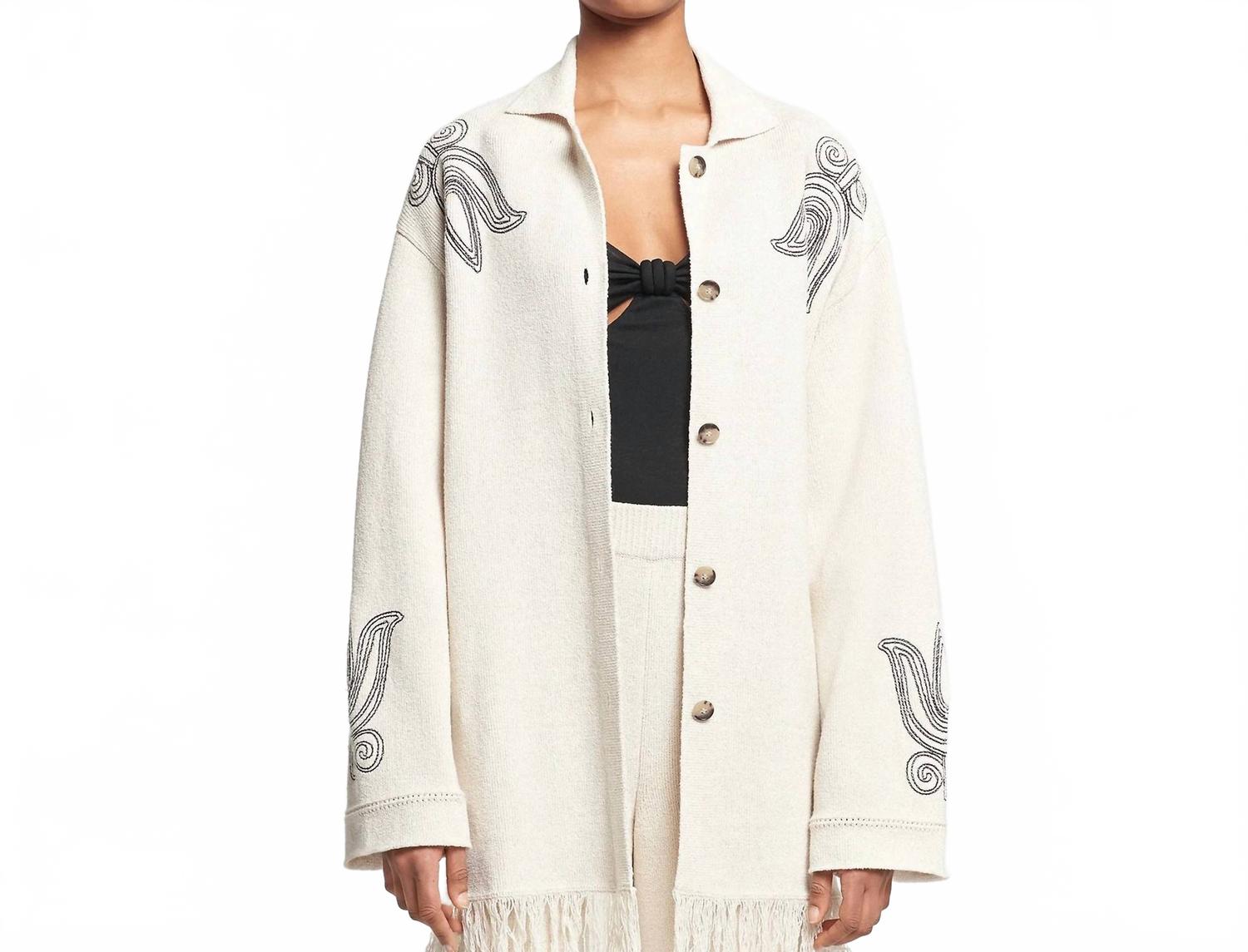 

Nanushka Льняной кардиган Dillian белого цвета