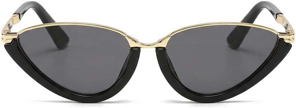 

Винтажные солнцезащитные очки Melrose в полуободковой оправе «кошачий глаз» для женщин, модные узкие солнцезащитные очки в стиле Y2K, маленькие, с защитой от УФ-излучения UV400, Black/Black