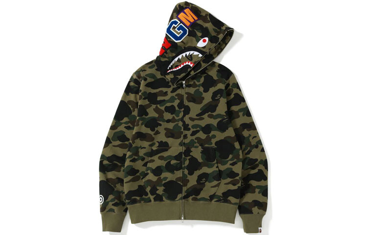 

BAPE 1st Camo Shark Толстовка с капюшоном на молнии FW22 A Bathing Ape, зеленый