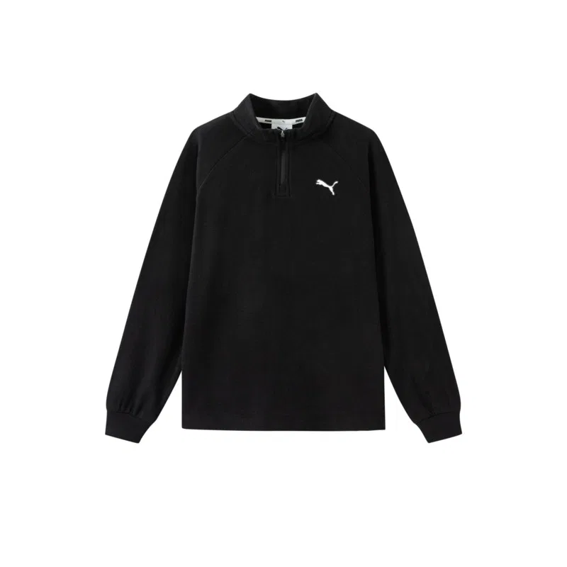 Футболка детская PUMA Kids с полуоткрытым воротником, черная