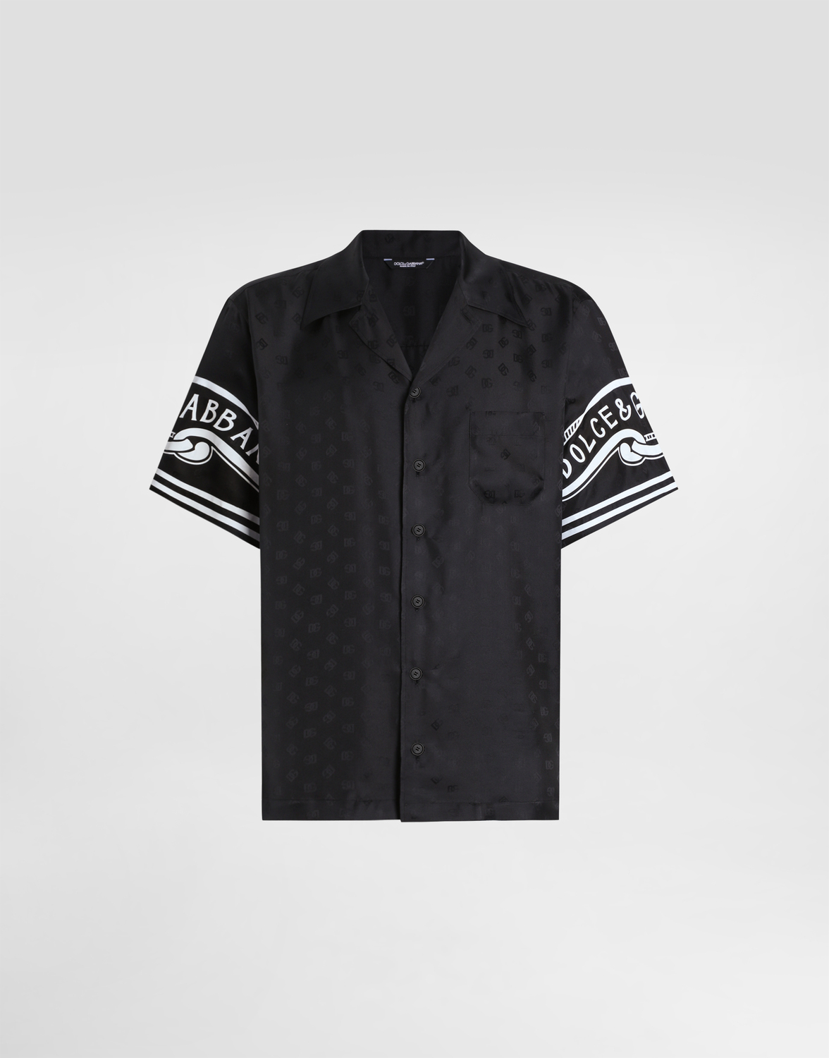 

Рубашка из шелка с принтом и денима Dolce & Gabbana, черный