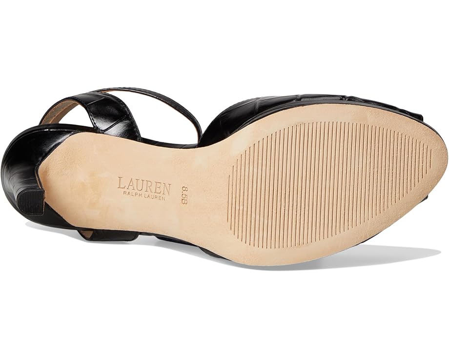 Туфли Lauren Ralph Lauren Kyla Crocodile-Embossed Leather Sandals, черный — фото 3
