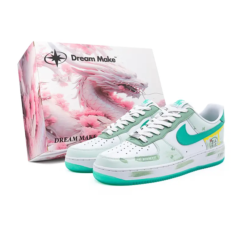 

Nike Кроссовки Air Force 1 Low Top для скейтбординга, мужские, белые, зеленые, голубые