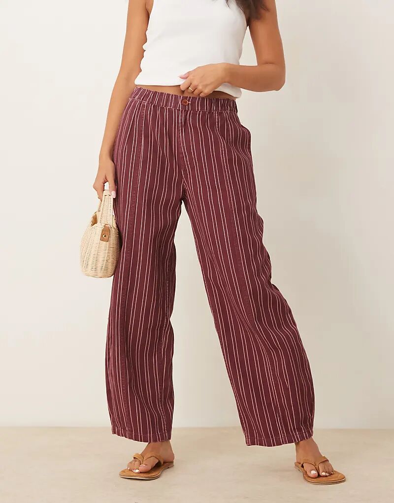 

Выстиранные брюки-бочонки ASOS DESIGN в бордовую полоску